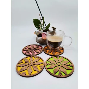 Deepcraft 4'lü Desenli Mdf Bardak Altlığı