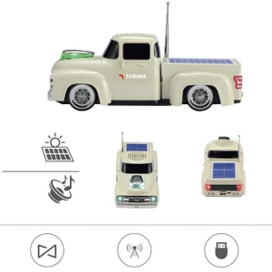 Bluetooth Hoparlör Güneş Enerjili Kamyon Tasarımlı FM USB TF Speaker D44 Bej