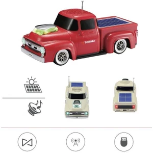 Bluetooth Hoparlör Güneş Enerjili Kamyon Tasarımlı FM USB TF Speaker D44 Kırmızı