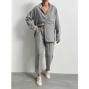 Kadın Oversize Keten Gömlek Pantolon Alt Üst Takım