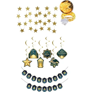 Masho Trend Ramazan Banner Seti + 5m LED + 4,5m Asma Yıldız Hoşgeldin Ramazan Banner - Hoşgeldin Ramazan Sarkıt