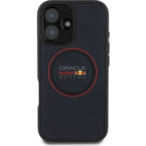 iPhone 16 Kılıf Redbull Lisanslı Magsafe Uyumlu Kırmızı Halka ve Logolu Pu Deri Kapak Lacivert