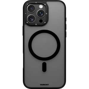 iPhone 16 Pro Kılıf Magsafe Uyumlu Cam Arka Yüzey Tpu Youngkit Gemstone Serisi Kapak Siyah