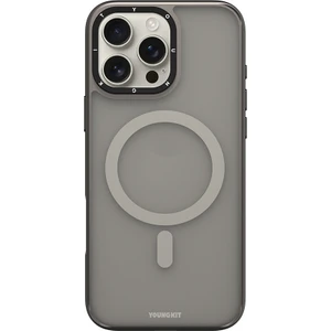 iPhone 16 Pro Kılıf Magsafe Uyumlu Cam Arka Yüzey Tpu Youngkit Gemstone Serisi Kapak Gri