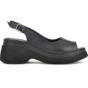 Kadın Deri Topuklu Sandalet 151992Z64003 Siyah