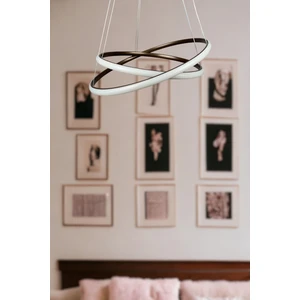 Rings Modern Tasarım Kahverengi - Yatak Odası - Salon - Çocuk Odası - Mutfak Beyaz LED 2 Li Avize