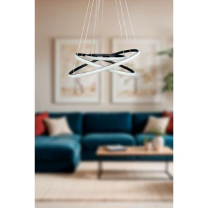Rings Modern Tasarım Siyah Renk - Yatak Odası - Salon - Çocuk Odası - Mutfak Beyaz LED 3 Lü Avize
