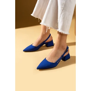 Pembe Potin Sivri Burun Saten Kumaş Slingback Kadın Topuklu Ayakkabı 87-151-25saten