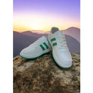 Beyaz-Yeşil Iki Bant Unisex Günlük Sneaker Spor Ayakkabı