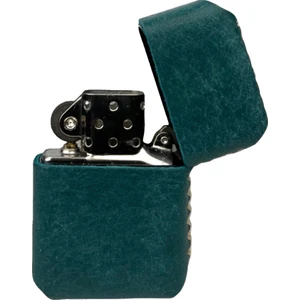 Handmade El Yapımı Hakiki Deri Zippo Modeli Çakmak Petrol Yeşili