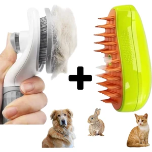 Buharlı Kedi & Köpek Yıkama Fırçası Tarağı Yumuşak Tuşlu Silikon Fırça Bakım (2 Li Bakım)