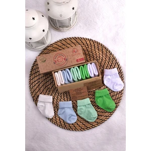 Poffibabyorganik Pamuk Unisex 5'li Kutulu Premium Yenidoğan Bebek Çorabı