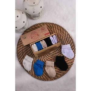 Poffi Baby Poffibabyorganik Pamuk Unisex 5'li Kutulu Premium Yeni Doğan Bebek Çorabı