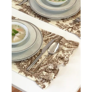 Premium 2'li Fırfırlı & Fransız Köylüleri Desenli Kumaş Amerikan Servis Seti - Vintage ve Şık Set