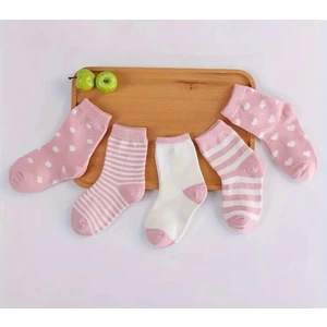 Karayel Çorap Kız Çocuk Kalpli Puanlı Pamuklu Soket Çorap 5'çift