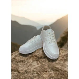 Beyaz Iki Bant Unisex Günlük Sneaker Spor Ayakkabı
