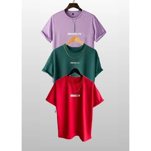 Unisex Brooklyn Baskılı 3lü Paket T-Shirt