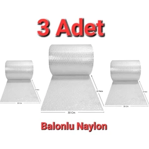 Mçb Group 3 Adet Balonlu Ambalaj Naylonu Pat Pat Havalı Naylon Balonlu Naylon 30 cm x 10 Metre Pıtpıt Patpat