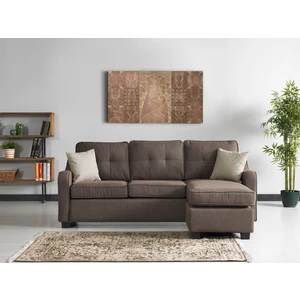 Meşe Home Plus Kılıflı Torba Yaylı Keten Kumaş Fonksiyonel Çift Yönlü Köşe Takımı Kahverengi