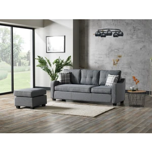 Meşe Home Plus Kılıflı Torba Yaylı Keten Kumaş Fonksiyonel Çift Yönlü Köşe Takımı Gri