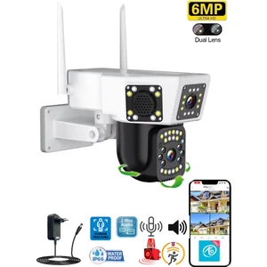 DUO3014 Wifi 6mp Dual Lens ( Sabit + Hareketli ) Gece Görüş Kişi Takibi Sesli Türkçe Akıllı Kamera