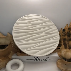 Beyaz Yuvarlak Dekoratif Taş Tepsi Stand