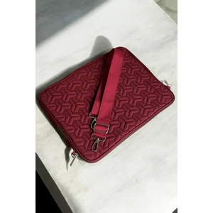 Aggu Bebe iPad Air Pro & Matepad & Galaxy & Tablet Kılıfı 11" - 12'' İnç Uyumlu Kapitoneli Omuz Askılı Bordo Tablet Çantası