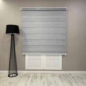 Donatti Zebra Stor Geniş Plise Güneşlik Perde Açık Gri