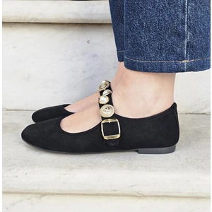 Inci Taşlı Mary Jane Yuvarlak Burun Günlük Trend Rahat Babet