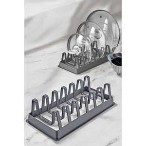 Tabak Düzenleyici Kurutmalık Dolap Içi Tencere Kapak Organizer Gri 721351