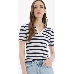 Slim Fit Dar Kesim Çizgili Polo Yaka Ribana Kısa Kollu Tişört E6989AX25SP