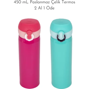 2 Al 1 Öde Kapaklı Çay - Kahve Termosu Paslanmaz Çelik- 450 ml