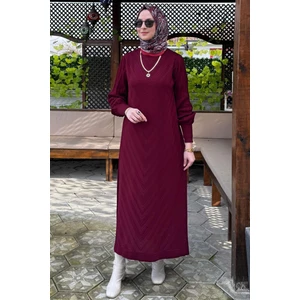 Yağmur Triko Elbise Bordo