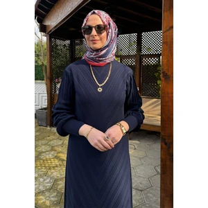 Yağmur Triko Elbise Lacivert