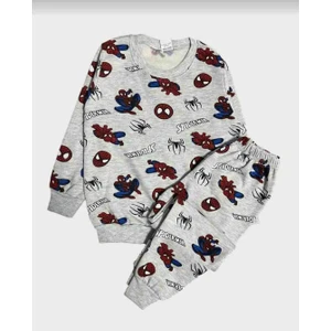 Erkek Çocuk Gri Örümcek Adam Desenli Uzun Kollu Pijama Takımı