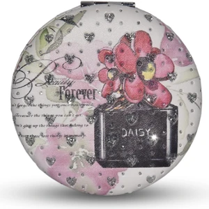 Cep Ayna Sevgiliye Mini Cep Çanta Makyaj Aynası Kapaklı Taş İşlemeli Büyüteçli Yuvarlak Ayna