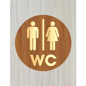 Zafrak Reklam Lazer Kesim Gold Pleksi Ahşap Wc Tuvalet Tabelası Kadın & Erkek Yönlendirme Levhası 15X15cm