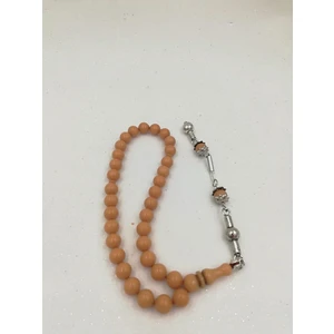 Krem Küre Kesim Bilek Boy Alpaka Püskül Kehribar Tespih