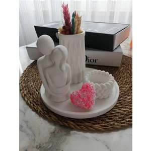 4 Lü Dekoratif Konik Vazo Sarılan Sevgili Tealight Örgü Mumluk