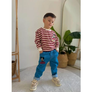 Narin Kids Bayramlık Mickey Mouse Detaylı Kot Pantolonlu Erkek Çocuk Alt Üst Takım