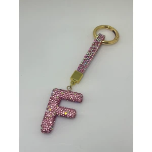 Makmery Accessory Taşlı Pembe Harf Anahtarlık