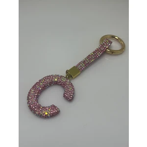 Makmery Accessory Taşlı Pembe Harf Anahtarlık