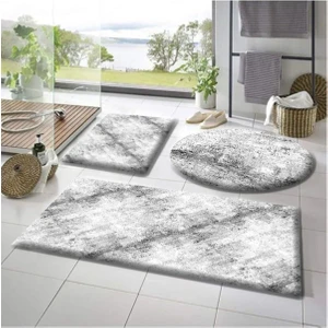 3'lü Banyo Halısı Peluş Post Halı Klozet Takımı 50 x 90--50 x 60---50 x 50(YUVARLAK)