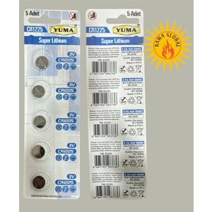 Düğme Pil CR1225 3V 5 Adet Yuma Pil