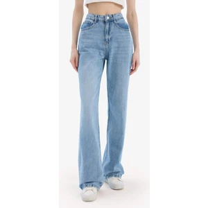Straight Wide Yüksek Bel Uzun Jean Yıkamalı Pantolon E3190AX25SP