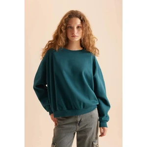 Coool Oversize Geniş Kalıp Bisiklet Yaka Basic Düz Kalın Sweatshirt D9022AXNS