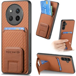 Honor Magic7 Lite 5g Kart Tutucu Karbon Fiber Doku Deri Kaplamalı Tpu Telefon Kapağı (Yurt Dışından)