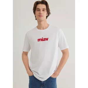 Kırmızı Miav Baskılı Beyaz Tişört 067153-622