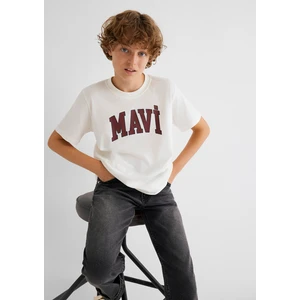 Mavi Logo Baskılı Beyaz Tişört 6610030-81964