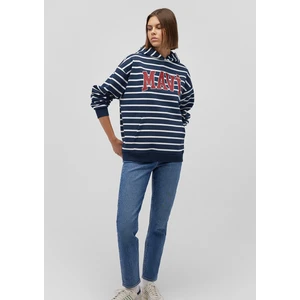 Mavi Logo Baskılı Lacivert Çizgili Sweatshirt 1S10118-81518